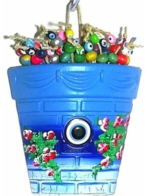 Mavi ve Beyaz Nazar Boncuklu Duvar Süsü, Şık ve Huzur Verici Dekorasyon Ürünü