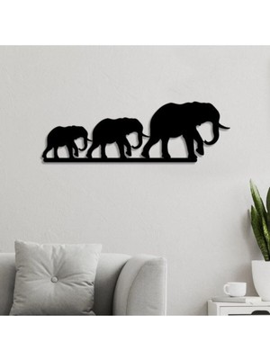 Fil Dekoratif Ahşap Duvar Tablo, Siyah, Şık ve Modern Tasarım