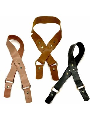 Pudra Renk Deri Çanta Sapı, Şık ve Kullanışlı (1 Adet)