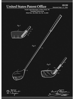 Şık Siyah Ahşap Tablo, Dekoratif Duvar Sanatı, Golf Teması