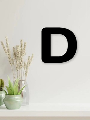 Siyah Ahşap Harf D - Tamamlanabilir Duvar Yazısı, Isim Yazımı Için Lazer Kesim