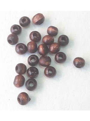 10 Adet Ahşap Yuvarlak Boncuk, Koyu Renk Çanta Aksesuar Seti