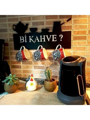 Siyah Ahşap Kahve Temalı Dekoratif Kupalık Asmağı, Mutfak Şıklığı Için