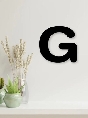 Siyah Ahşap Harf G - Tamamlanabilir Duvar Yazısı, Kişisel Dekorasyon Için