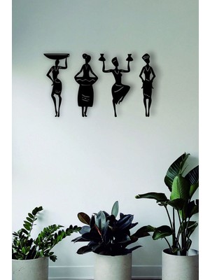 Siyah Ahşap Afrika Kadınlar Duvar Dekoru, El Işçiliği, Lazer Kesim