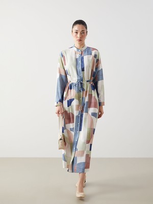 Lc Waikiki Yeni Sezon Hakim Yaka Desenli Kadin Gomlek Elbise - S5K724Z8