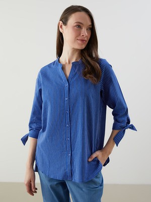 Lc Waikiki Yeni Sezon Cizgili Poplin Kadin Gomlek - S57163Z8