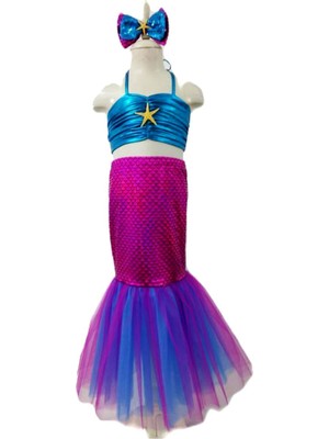 Renkli Deniz Kızı Çocuk Parti Kostümü, Eğlence Dolu Görünüm