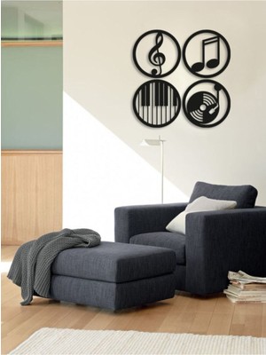 Müzik Notası Ahşap Dekoratif Tablo, Siyah, Şık ve Modern Tasarım