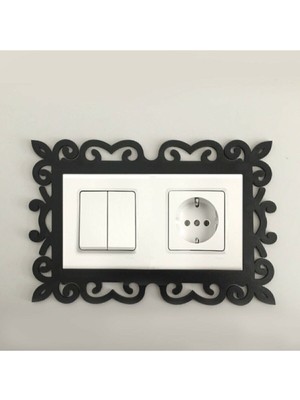 2'li ve 5,52'li Dekoratif Priz Çerçevesi, Şık ve Modern Tasarım, Siyah Renkli Set