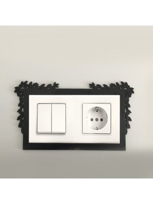 2'li Siyah Dekoratif Priz Çerçevesi, Şık ve Modern Tasarım