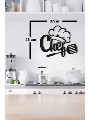 Şef Yazısı Ahşap Duvar Dekoru, 37X26CM, Şık ve Sade Tasarım