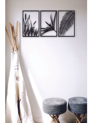 Yaprak ve Sazlık Temalı Şık Lazer Kesim Ahşap Duvar Dekoru