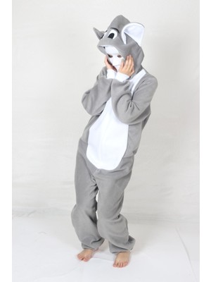 Yetişkin Kedi Kostümü, Rahat ve Eğlenceli Pijama Tarzı Hayvan Kostümü Gri