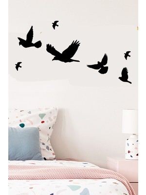 7'li Ahşap Kuş Seti, Şık ve Doğal Duvar Dekoru