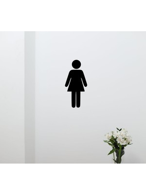 Şık Siyah Kadın Tuvalet Yönlendirme Dekoru, Estetik ve Kullanışlı Tasarım