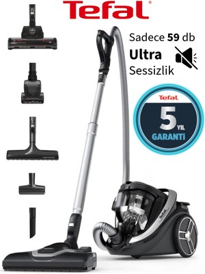 Tefal 5 YIL Garanti Ultra Sessiz 900W İle %40 daha Tasarruflu Turbo Halı Döver Başlık + Evcil Hayvan Başlıklı Torbasız Süpürge + Hav&Yün Temizleyici