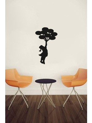 Lazer Kesim Balonlu Kız Duvar Dekor Tablosu, Şık ve Modern Duvar Süsü