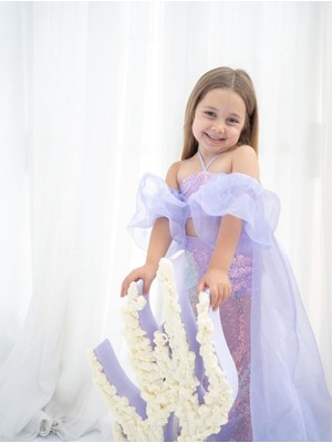 Lila Deniz Kızı Pelerinli 4'lü Set, Çocuklar Için Renkli ve Şık Tasarım