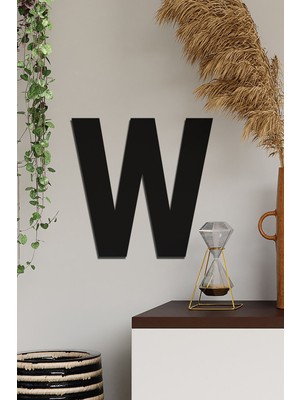 Siyah Ahşap W Harfi, Lazer Kesim, Dekoratif ve Şık Tasarım