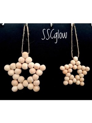 Ahşap Boncuklu Yıldız Seti 2'li, Kapı, Duvar, Mutfak, Bebek Odası Dekoru