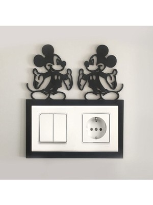 Siyah Mickey Mouse Priz Çerçevesi 2'li, Şık ve Kullanışlı Tasarım