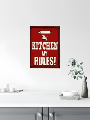 Gri Mutfak Duvar Posteri, Çay ve Kahve Temalı Retro Ahşap Tablo Seti