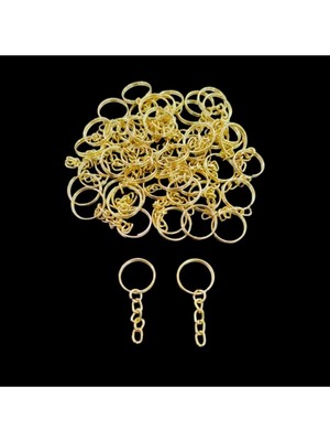 Turuncu 20MM Makrome Anahtarlık Halkası 25'li Zincirli Set, Şık ve Hafif Tasarım