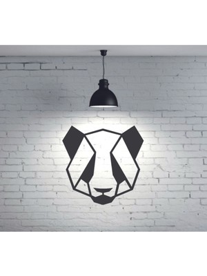 Şık Ahşap Panda Duvar Dekoru, Siyah Renkli Modern Tasarım