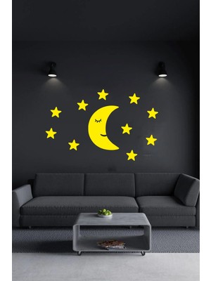 Sarı Ahşap Yıldız Bebek ve Çocuk Odası Duvar Dekoru, Sevimli ve Şık Tasarım