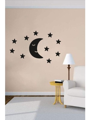 10 Yıldız Ahşap Bebek ve Çocuk Odası Duvar Dekorasyonu Siyah