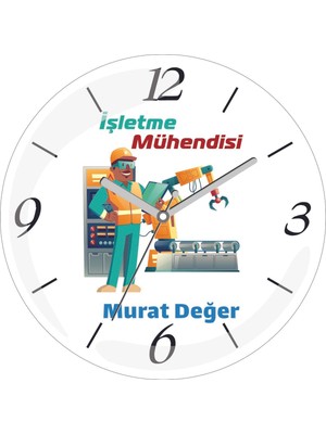 Kişiye Özel Işletme Mühendisi Rbt Çap 30 Bombeli Gerçek Cam Duvar Saati