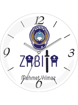 Kişiye Özel Zabıta Jop Çap 30 Bombeli Gerçek Cam Duvar Saati