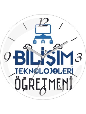 Kişiye Özel Bilişim Teknolojileri Öğretmeni Pc Çap 30 Bombeli Gerçek Cam Duvar Saati