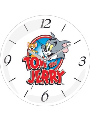Tom ve Jerry Çizgi Film Sessiz Bombeli Gerçek Cam Duvar Saati