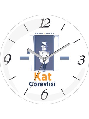 Kişiye Özel Kat Görevlisi Çap 30 Bombeli Gerçek Cam Duvar Saati