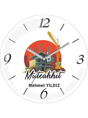 Kişiye Özel Müteahhit Inşaat Çap 30 Bombeli Gerçek Cam Duvar Saati