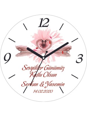 Sevgililer Günü 14 Şubat Güzelim Bombeli Gerçek Cam Duvar Saati