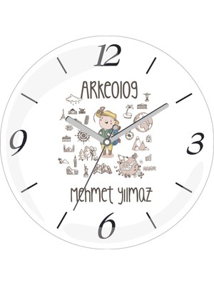 Kişiye Özel Arkeolog Tarih Çap 30 Bombeli Gerçek Cam Duvar Saati