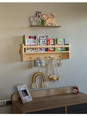 Kahverengi Ahşap Çocuk Odası Duvar Rafı, 50 Cm, Şık ve Kullanışlı Tasarım