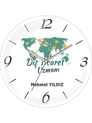 Kişiye Özel Dış Ticaret Uzmanı Çap 30 Bombeli Gerçek Cam Duvar Saati