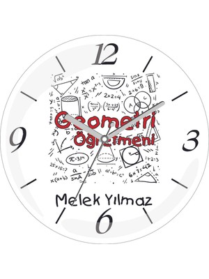 Kişiye Özel Matematik Öğretmeni Açı Çap 30 Bombeli Gerçek Cam Duvar Saati