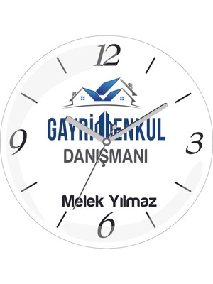 Kişiye Özel Gayrimenkul Danışmanı Çap 30 Bombeli Gerçek Cam Duvar Saati