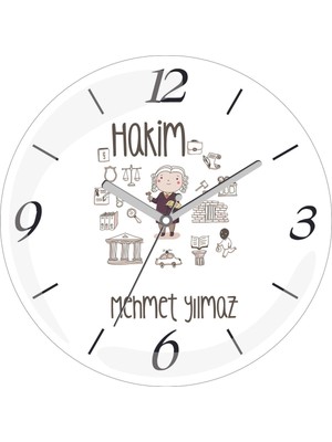 Kişiye Özel Hakim Mahkeme Çap 30 Bombeli Gerçek Cam Duvar Saati