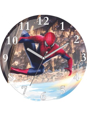 Örümcek Adam Sessiz Akar Bombeli Gerçek Cam Duvar Saati