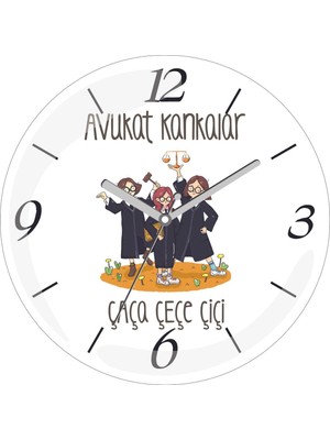 Kişiye Özel Avukat Kankalar Çap 30 Bombeli Gerçek Cam Duvar Saati