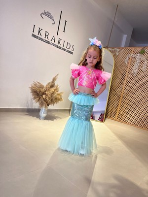 Pembe Kız Çocuk Deniz Kızı Kostümü, Yeni Model, Rüya Gibi Giyim