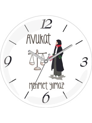 Kişiye Özel Avukat Hukuk Çap 30 Bombeli Gerçek Cam Duvar Saati