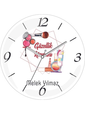 Kişiye Özel Güzellik Uzmanı Fırça Çap 30 Bombeli Gerçek Cam Duvar Saati