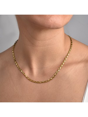 14 Ayar Altın Kaplama Italyan Gösterişli ve Hafif  Gümüş Zincir - NP00102